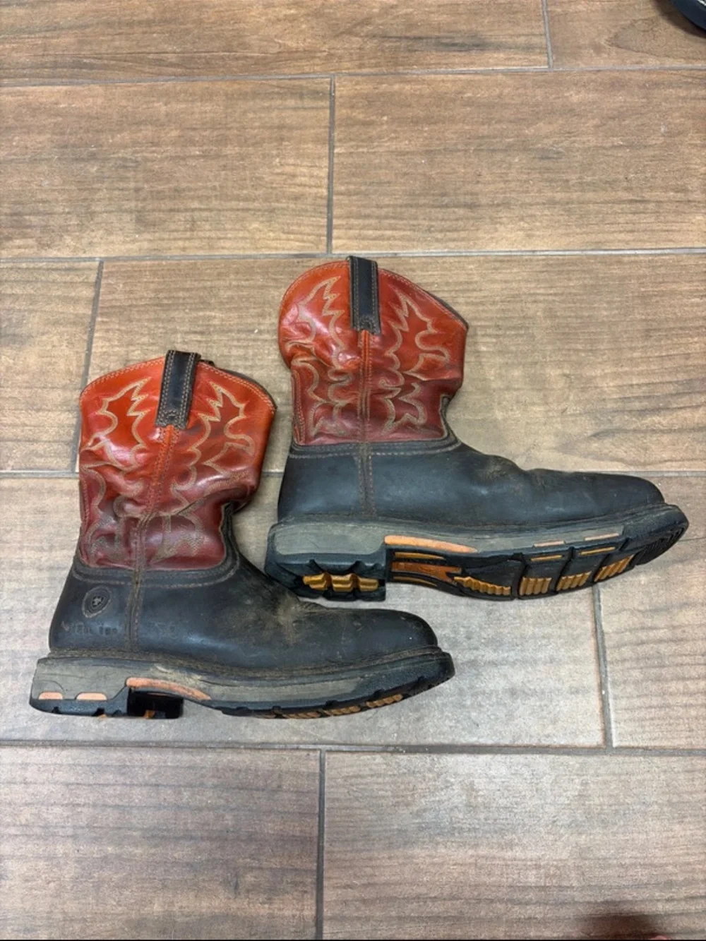 Men's Cowboy Work Boots - Black and Brown